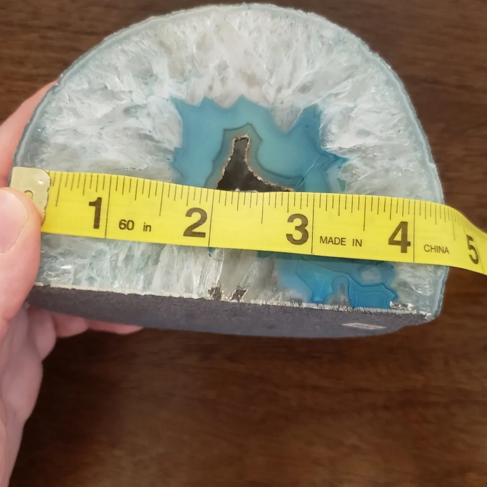 Blue Geode Bookend/Candle Holder Made in Brazil  - Picture 8 of 8